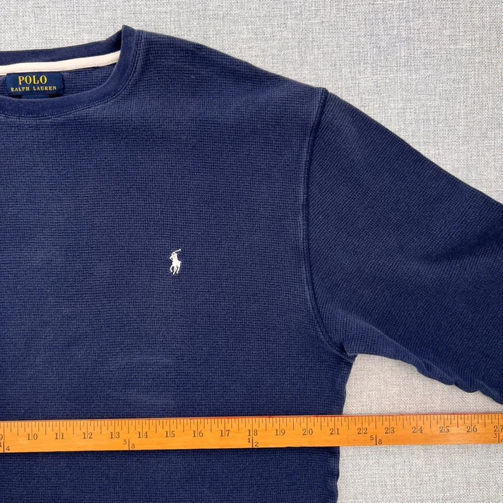 Polo Ralph Lauren Waffle Knit Thermal Crew Shirt Men XXL‎ Navy Preppy Layering